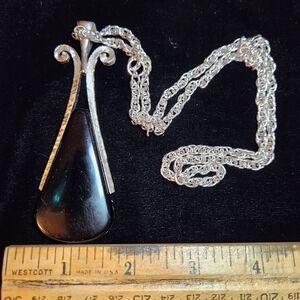 Elegant Silver and Black Pendant Necklace